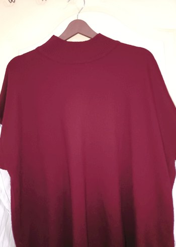 Bordo Yüksek Yakalı Triko Kadın Kazak - Görsel 5