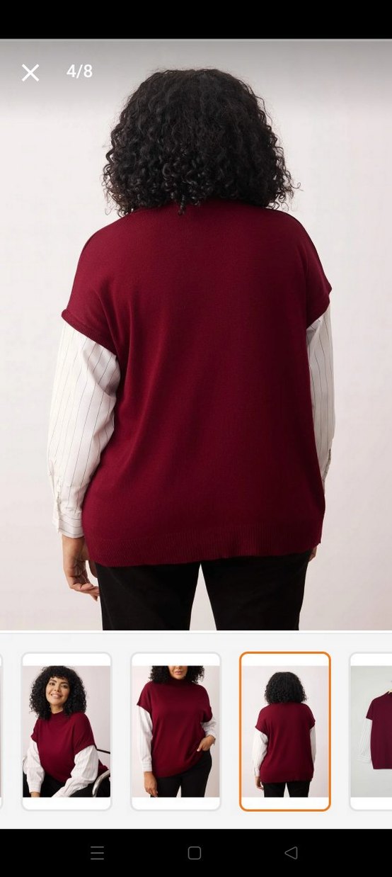 Bordo Yüksek Yakalı Triko Kadın Kazak - Görsel 3