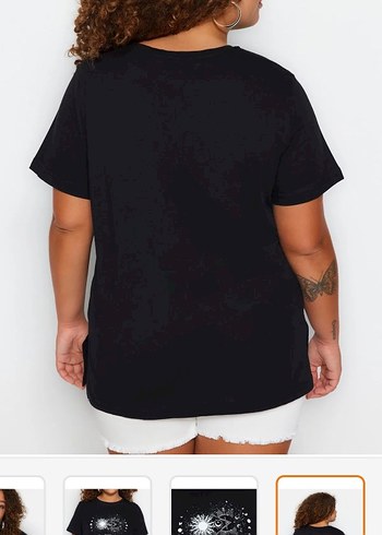 Siyah Baskılı Büyük Beden Tişört - Görsel 5