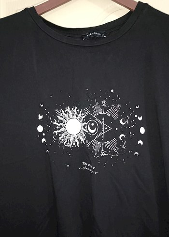 Siyah Baskılı Büyük Beden Tişört - Görsel 2