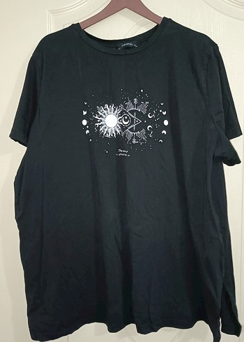 Siyah Baskılı Büyük Beden Tişört - Görsel 4