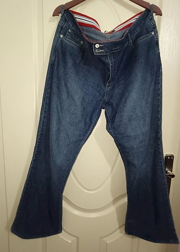 Düğmeli, Parlak Mavi Kadın Denim Pantolon - Görsel 6