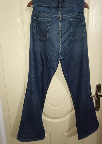 Düğmeli, Parlak Mavi Kadın Denim Pantolon - Görsel 5