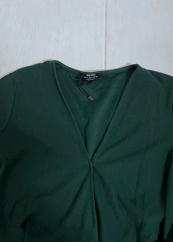 Kemerli V Yaka Koyu Yeşil Mini tulum - Görsel 6