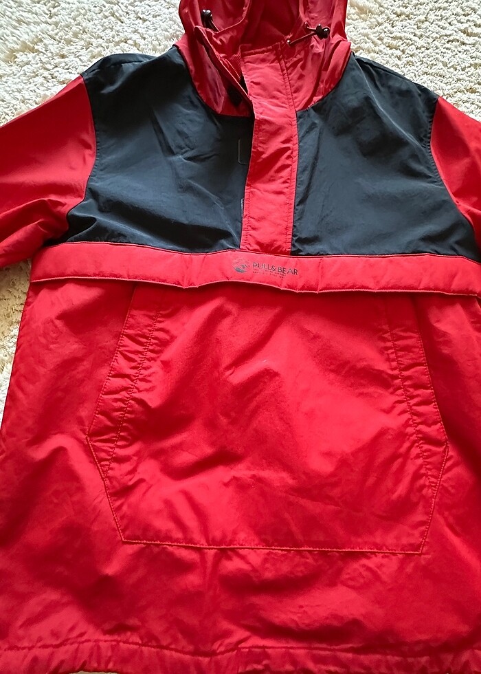 PULL&BEAR FERMUARLI KIRMIZI YAGMURLUK - Görsel 2