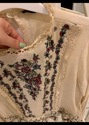 Nakışlı bohem bluz - Görsel 5