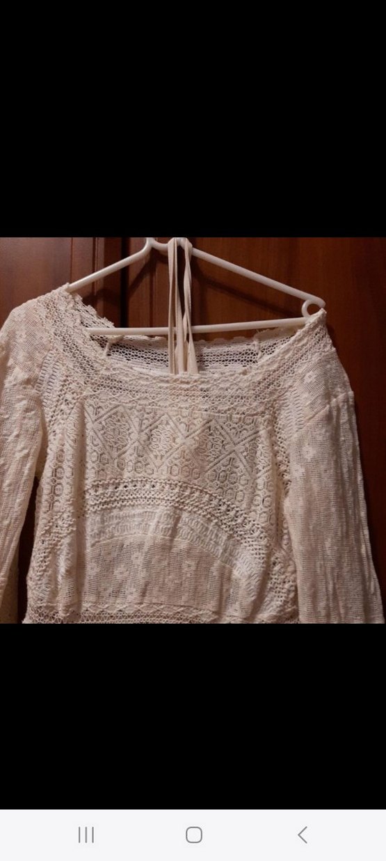 Dantel Detaylı Beyaz Uzun Kollu Bohem Elbise - Görsel 3