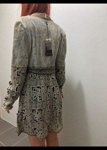 Nakışlı, Kemerli Bohem elbise veya trenckot - Görsel 3