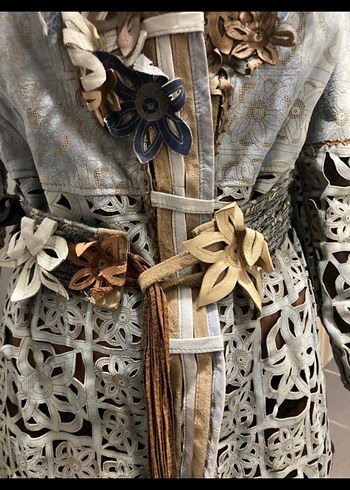 Nakışlı, Kemerli Bohem elbise veya trenckot - Görsel 6