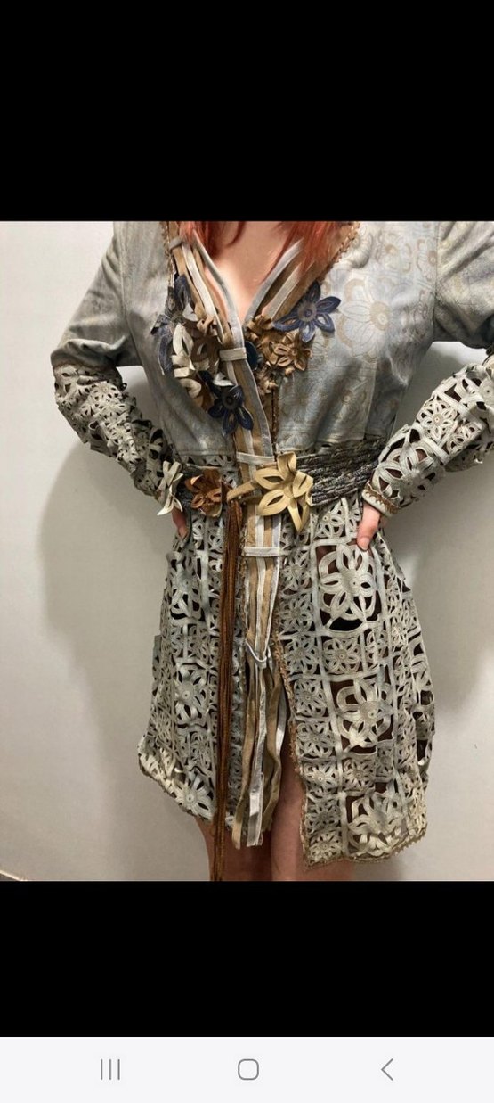 Nakışlı, Kemerli Bohem elbise veya trenckot - Görsel 2