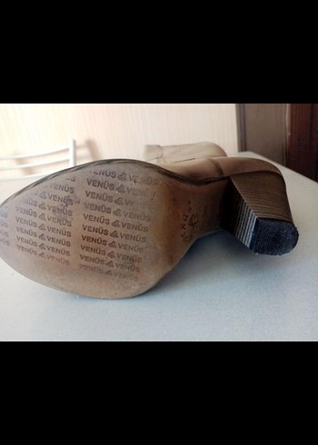 Bej Deri Kadın Dizüstü Çizme - Görsel 6