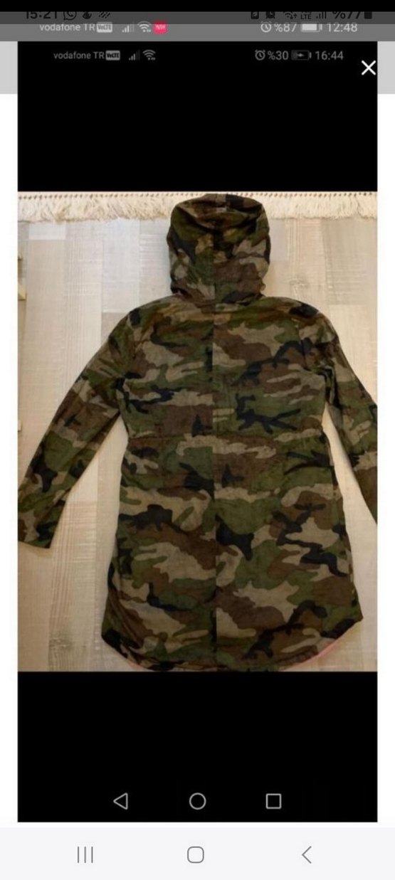 Pembe Kapüşonlu Kamuflaj Kadın mont - Görsel 2