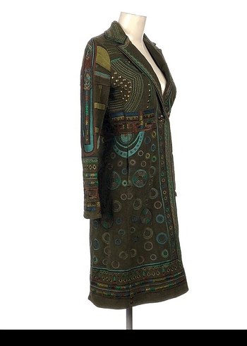 Desenli Uzun Bohem Kadın Kaban - Görsel 2