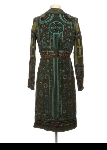 Desenli Uzun Bohem Kadın Kaban - Görsel 3