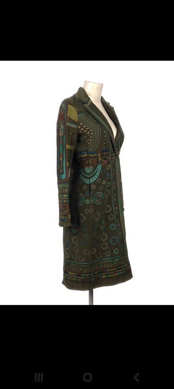 Desenli Uzun Bohem Kadın Kaban - Görsel 2