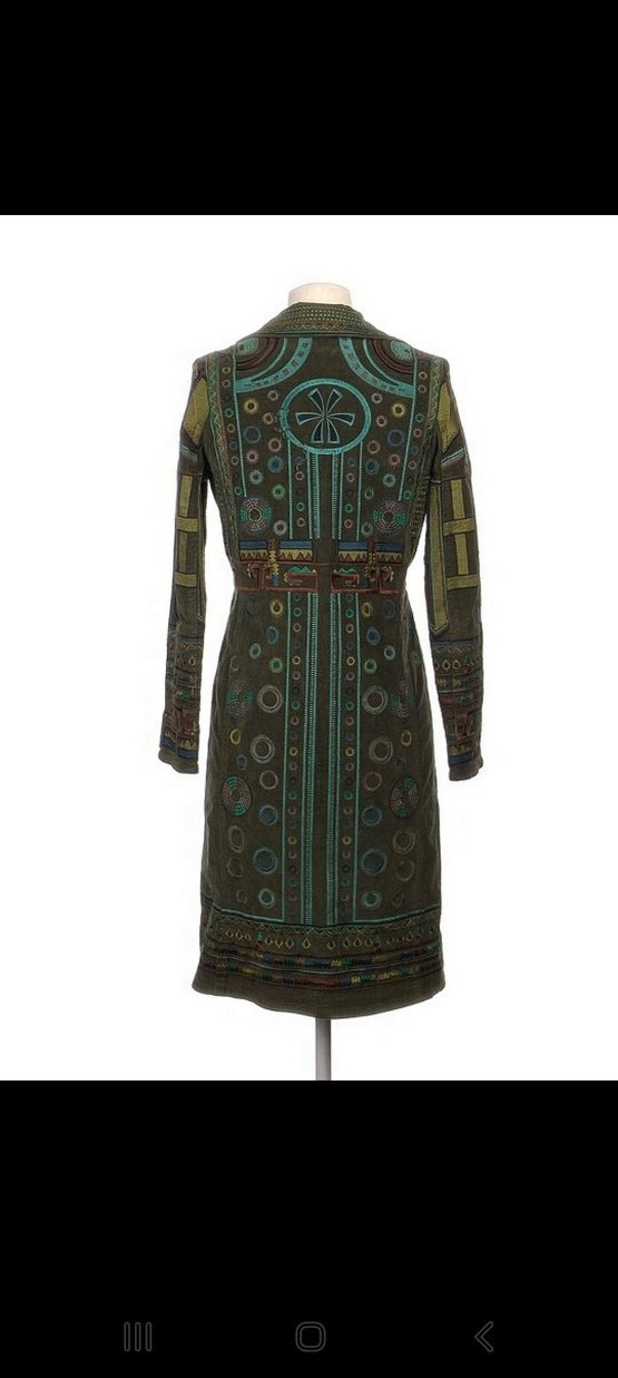 Desenli Uzun Bohem Kadın Kaban - Görsel 3