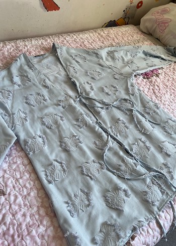 Gri Nakışlı Dantel Detaylı Bohem Kadın Kimono