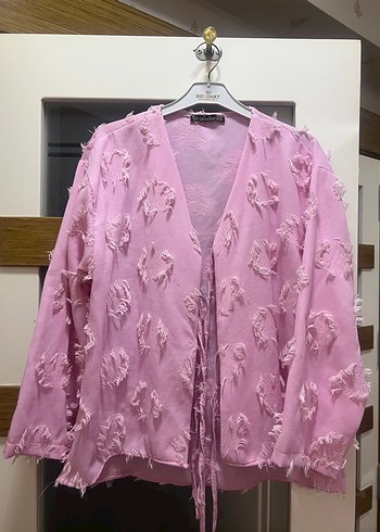 Pembe Uzun Kollu Bohem Kadın Kimono