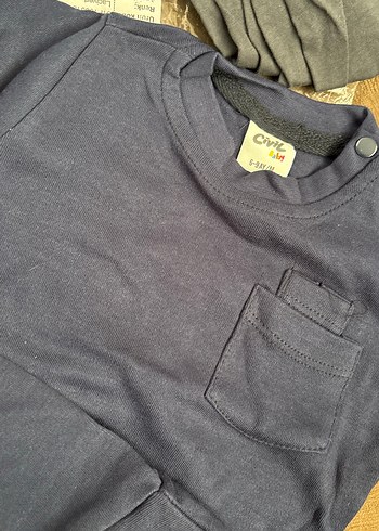 1 Yaş Beden 6-24 ay erkek bebek lacivert Sweatshirt, Bisiklet Yaka