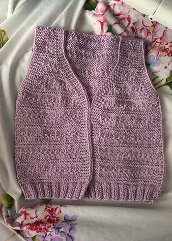 1 yaş lila Kız bebek Örgü Yelek - Görsel 3