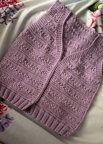 1 yaş lila Kız bebek Örgü Yelek - Görsel 2