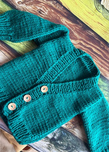 Yeşil Erkek Çocuk Örgü bebekHırka - Görsel 3