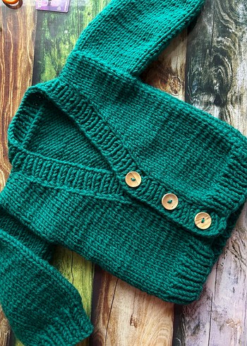 Yeşil Erkek Çocuk Örgü bebekHırka - Görsel 2