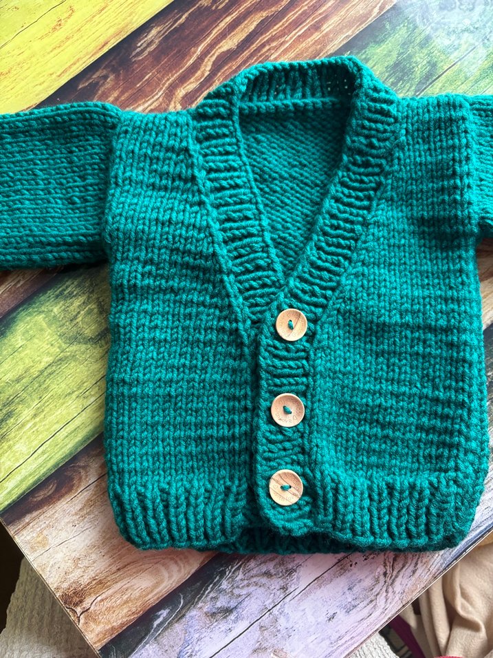 Yeşil Erkek Çocuk Örgü bebekHırka - Görsel 4