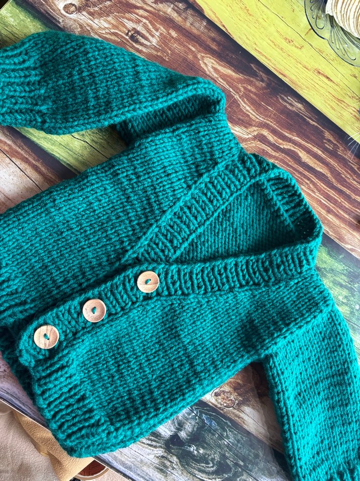 Yeşil Erkek Çocuk Örgü bebekHırka - Görsel 3