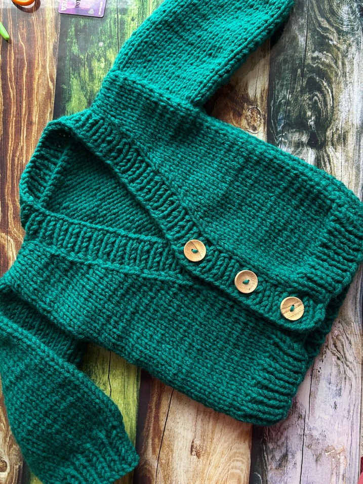 Yeşil Erkek Çocuk Örgü bebekHırka - Görsel 2