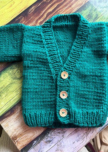 Erkek Çocuk yeşil Örgü Hırka - Görsel 4