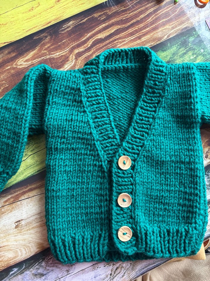 Erkek Çocuk yeşil Örgü Hırka - Görsel 2