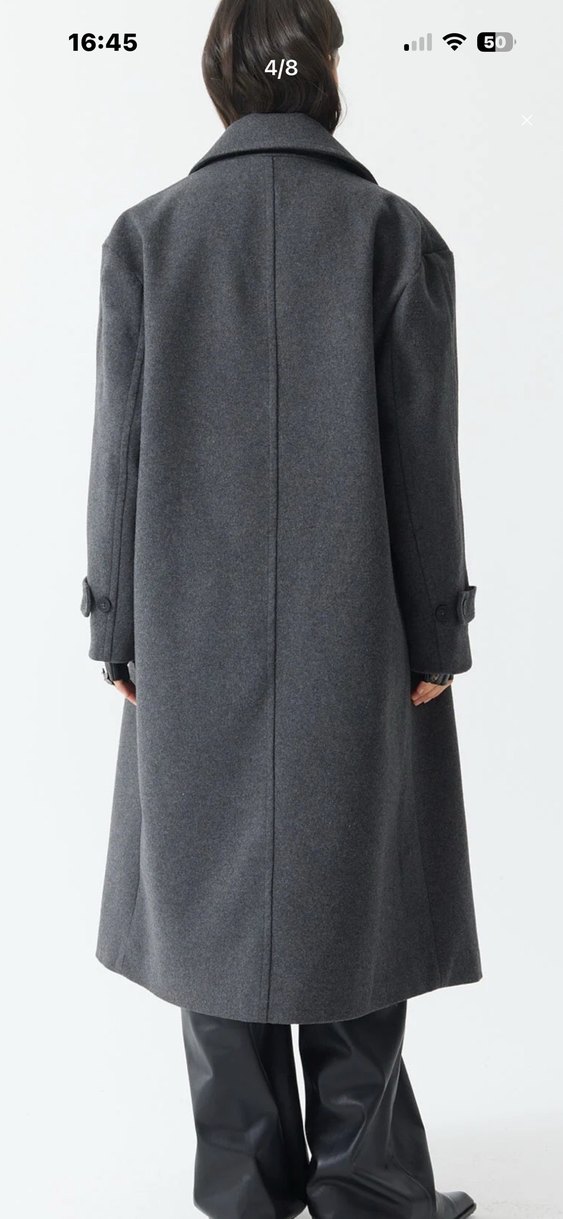 Uzun Antrasit Gri Kaban - Görsel 2