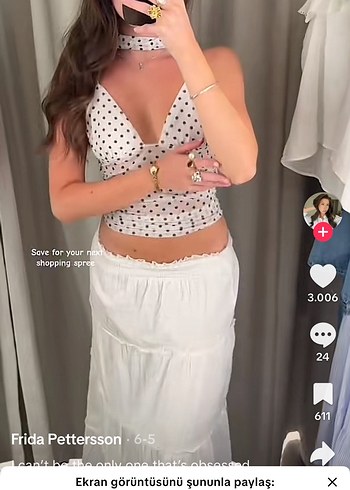 s Beden çeşitli Renk V Yaka Puantiyeli Beyaz Crop Top