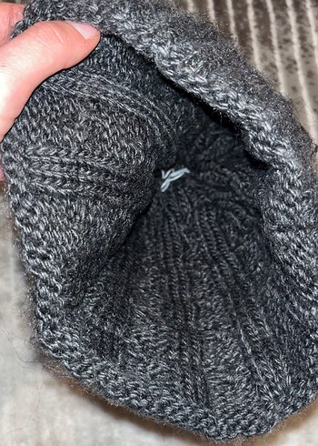 Kürk Detaylı Gri Payetli Kadın Bere - Görsel 3