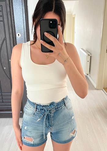 Kadın mavi Mini Jean Şort