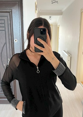 40 Beden gri Renk Gri Transparan Baskılı Uzun Kollu Hırka