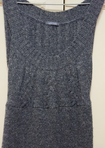 Gri Uzun Kollu Triko Elbise - Görsel 5