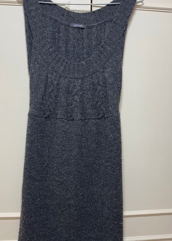 Gri Uzun Kollu Triko Elbise - Görsel 6