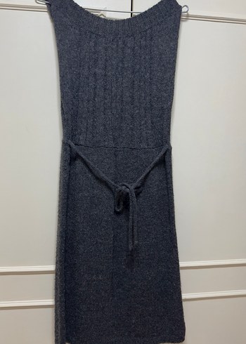 Gri Uzun Kollu Triko Elbise - Görsel 3