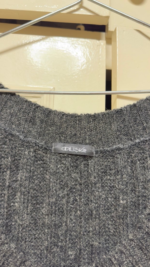 Gri Uzun Kollu Triko Elbise - Görsel 2