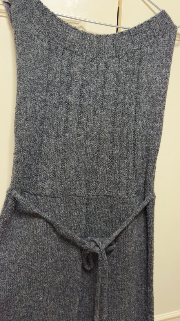 Gri Uzun Kollu Triko Elbise - Görsel 4