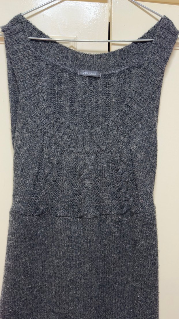 Gri Uzun Kollu Triko Elbise - Görsel 5