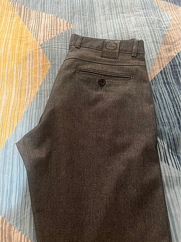 Gri keten slim fit dar paça erkek pantolon