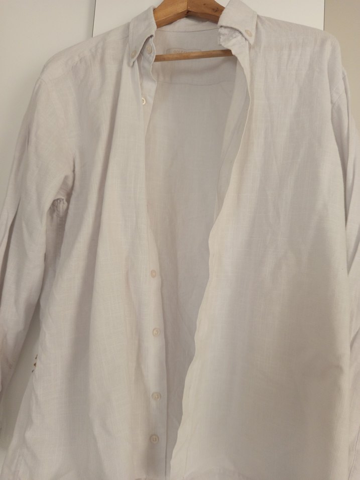 Düğmeli Beyaz Keten Kadın Gömlek - Görsel 2