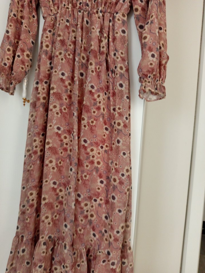 Pembe Çiçek Desenli Bohem Hamile Bluz - Görsel 2