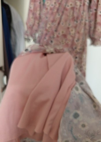 xl Beden Pembe Çiçek Desenli Uzun Bohem Elbise