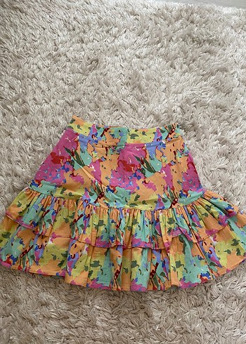 36 Beden Renkli Fırfırlı Mini Etek