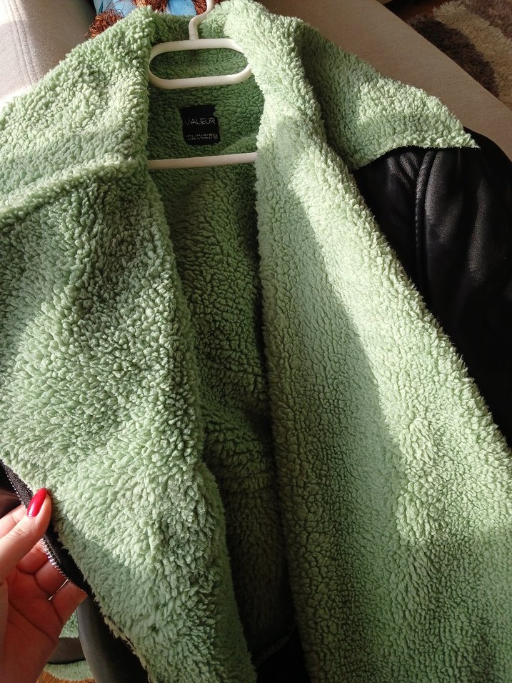 Kürklü Yeşil Deri Kadın Ceket - Görsel 5