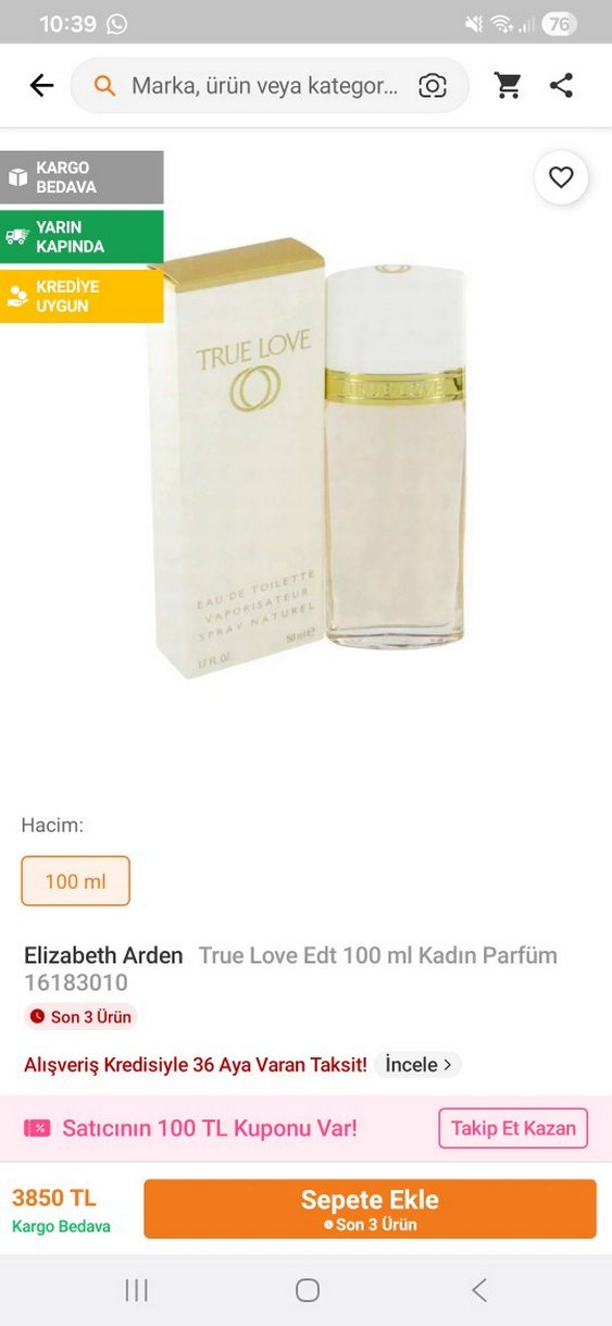 True Love Kadın Parfümü 100 ml - Görsel 4